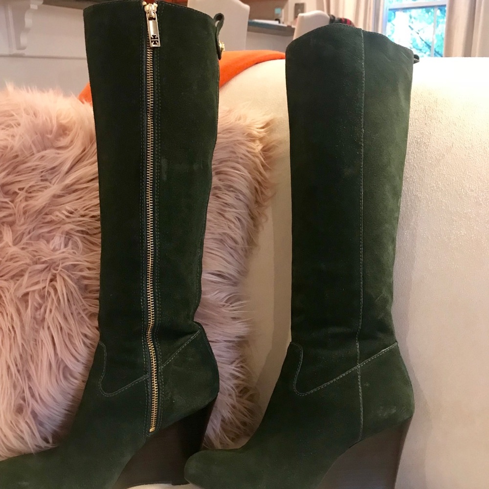 Tory Burch Green Suede Boots
